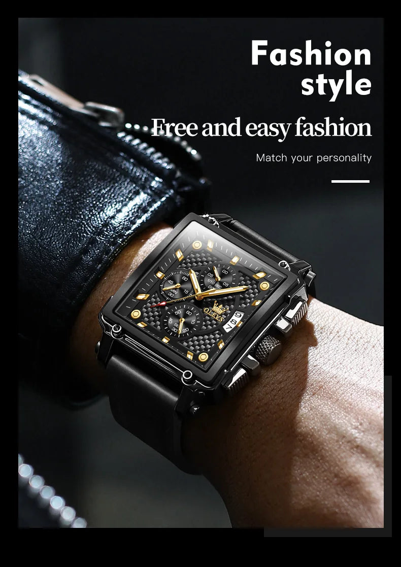 OLEVS Original Men's Square Quartz Waterproof Watch - Free Shipping + Gift - Sundian