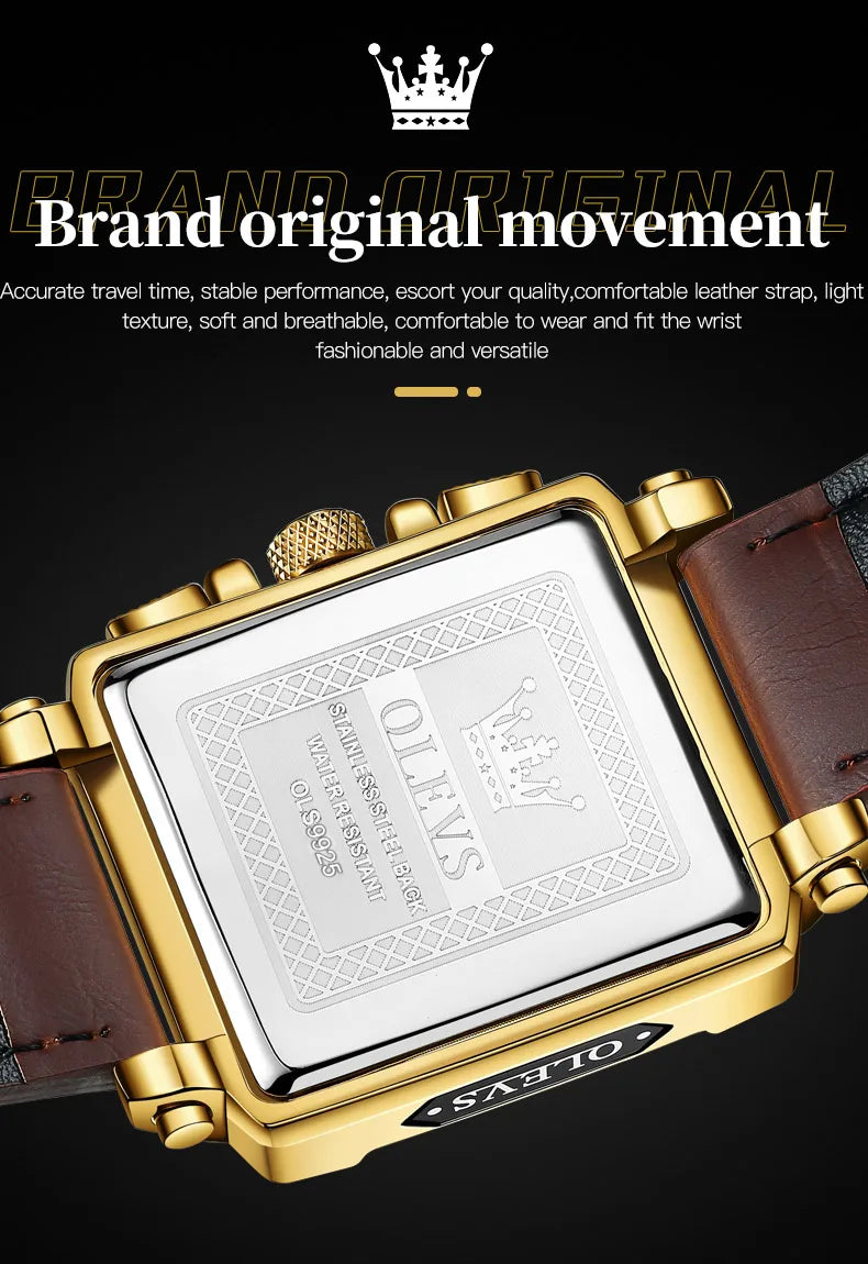 OLEVS Original Men's Square Quartz Waterproof Watch - Free Shipping + Gift - Sundian