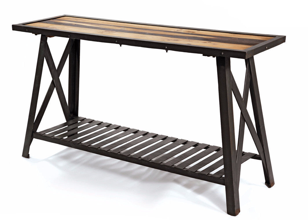 St. Charles Steel and Reclaimed Wood Console Table - The Rustic Furniture Store