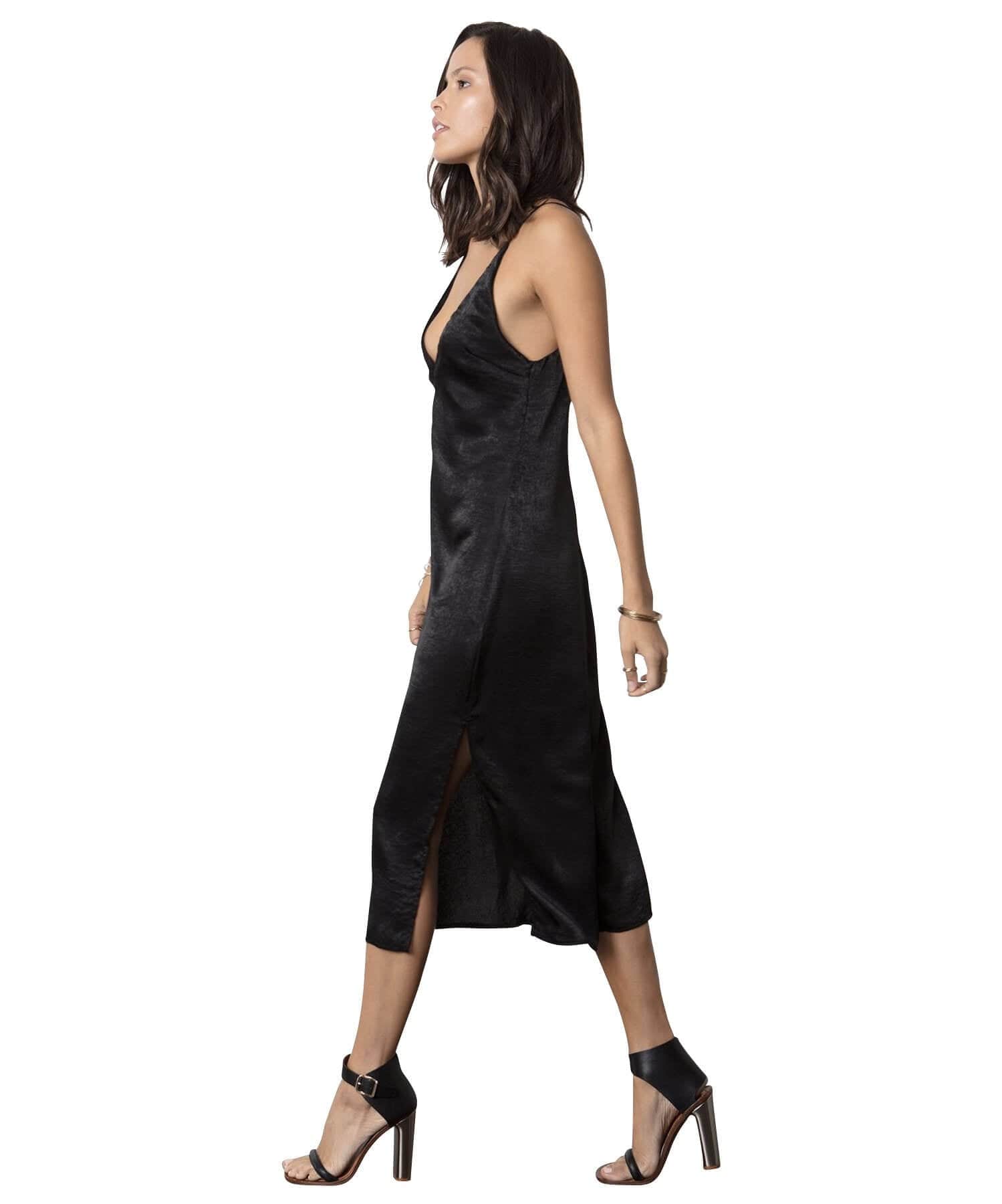 Adella Long Slip Dress Black – PINK ARROWS