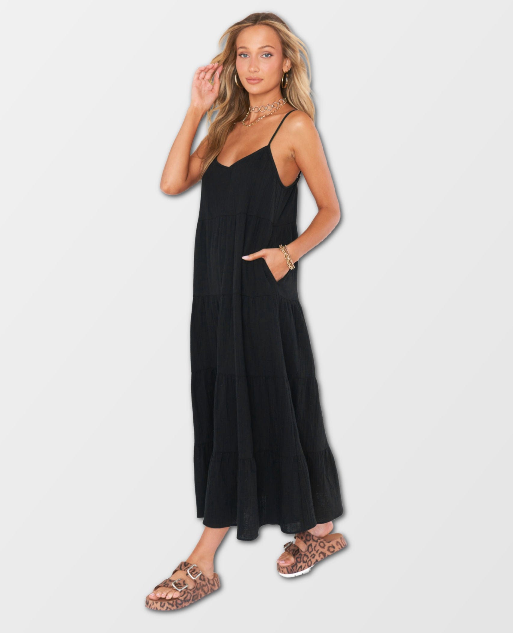Caroline Maxi Dress Black – PINK ARROWS