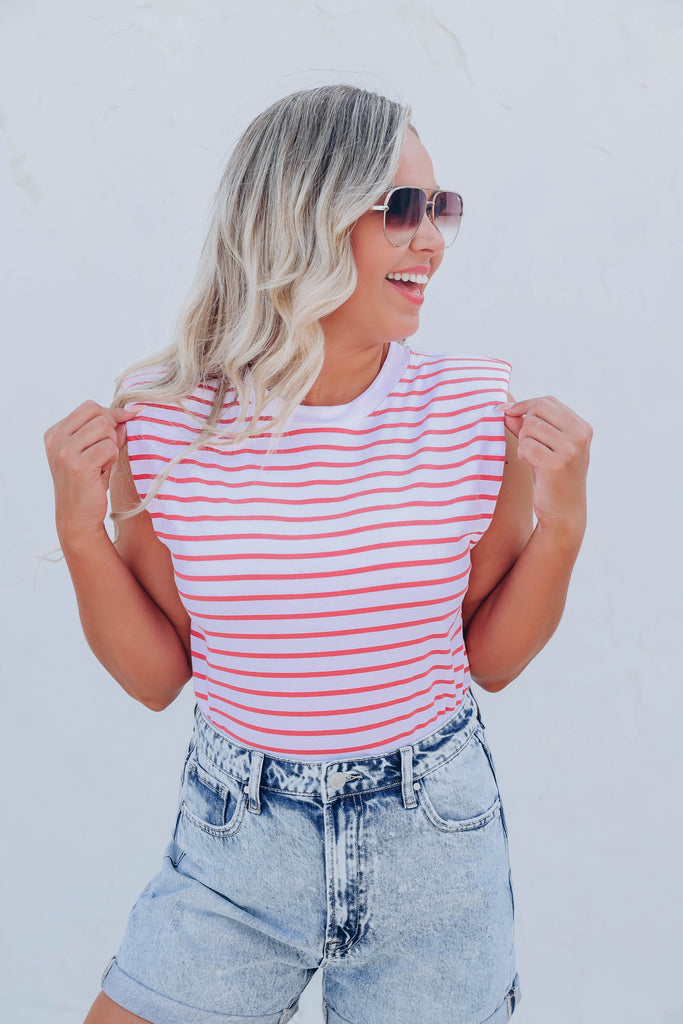 Rayado Muscle Sleeve Top – Whiskey Darling Boutique