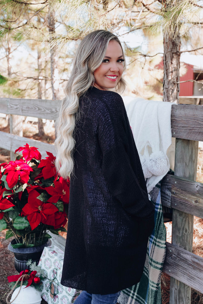 Maria Knit Open Front Cardigan - Black – Whiskey Darling Boutique