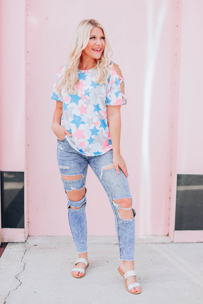 Be A Star Cold Shoulder Top – Whiskey Darling Boutique