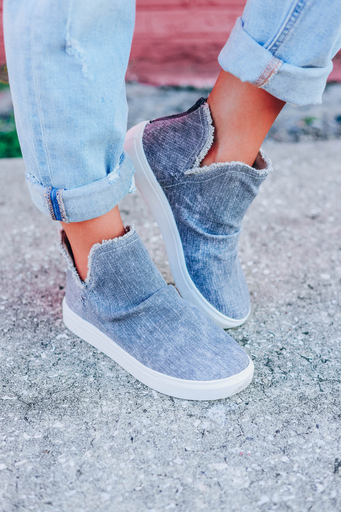 Josie Slouch Ankle Sneakers - Grey – Whiskey Darling Boutique
