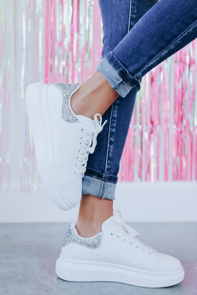 Sparkle Sneaker - Silver – Whiskey Darling Boutique
