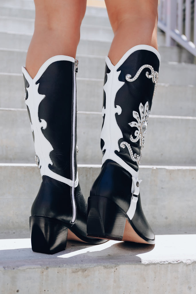 Jolene Embellished Cowgirl Boots - Black – Whiskey Darling Boutique
