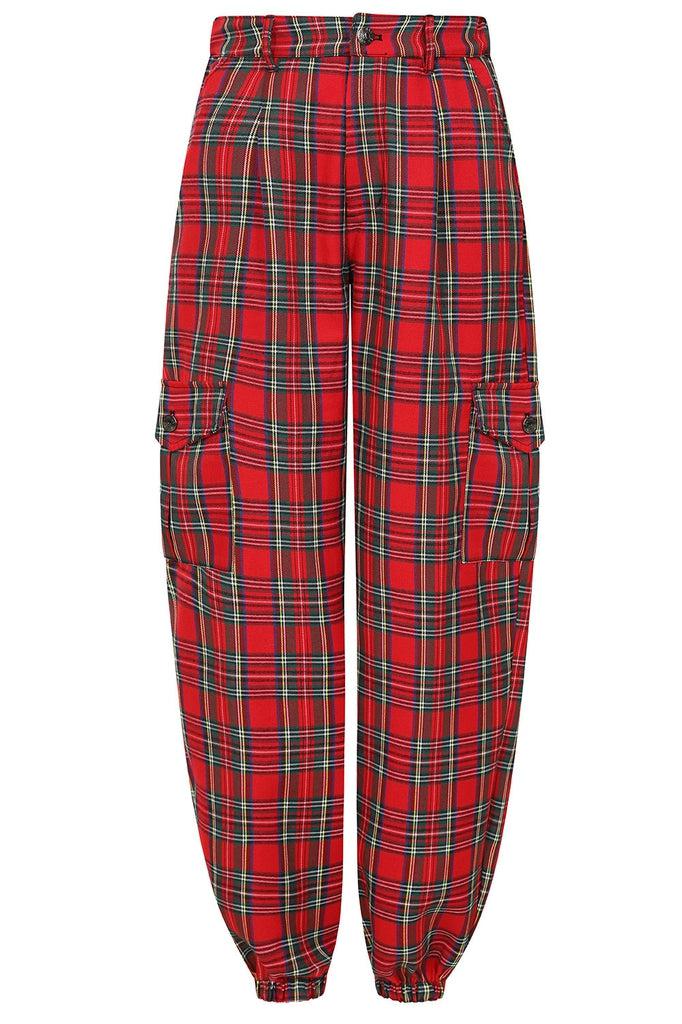 SHRIMPS Rudy Wool-Tartan Trousers in Navy | Endource