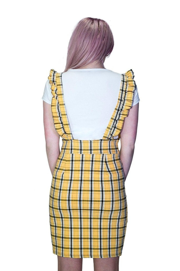 yellow tartan pinafore