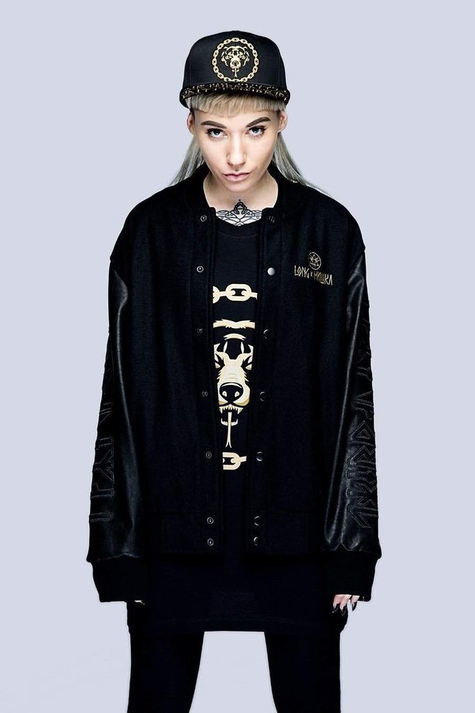 Mishka Chain Varsity Jacket by Long Clothing - Unisex - Dark