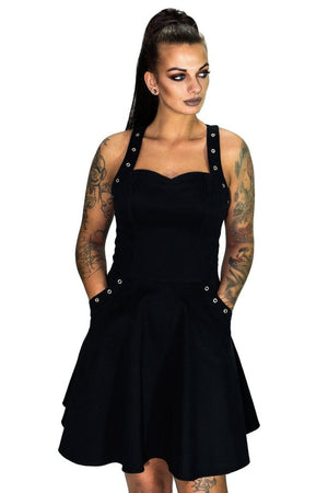 black midi dress with pockets
