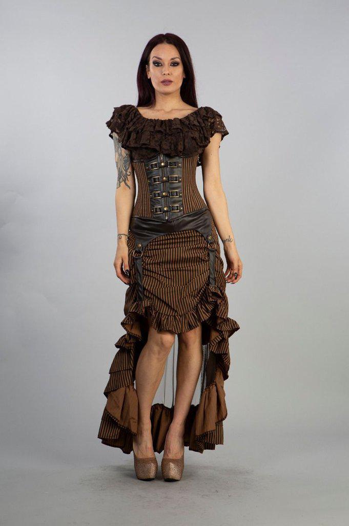 Aleyza Steampunk Corset- Gothic Brown Corset Dress- Best Corset to Lose  Weight – Corsets Queen UK