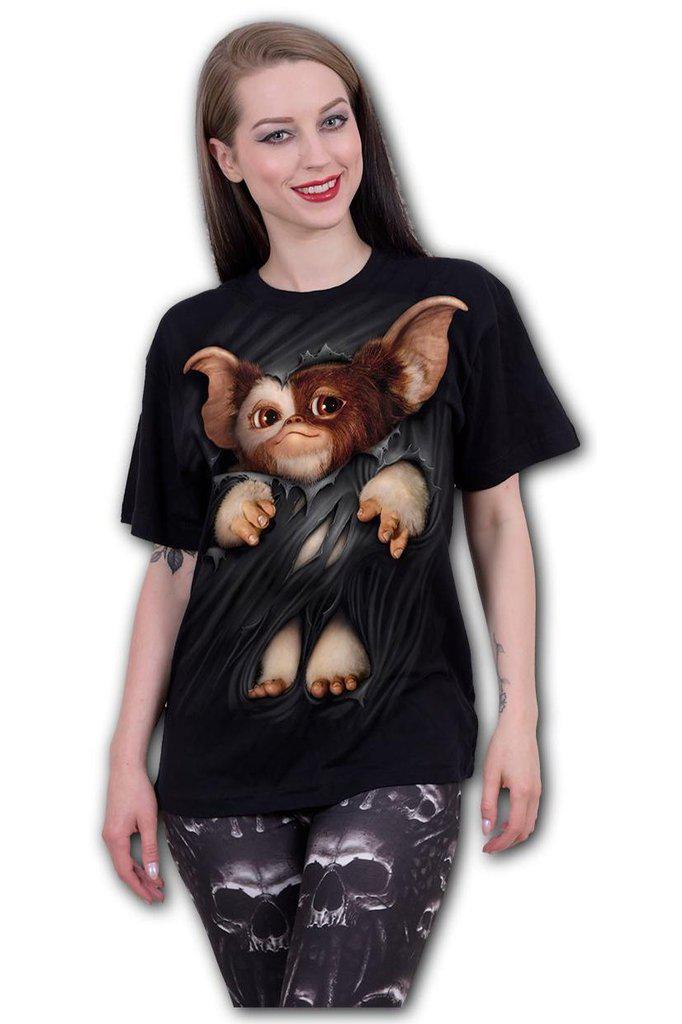 Gremlins - Gizmo - Front Print T-Shirt Black - Dark Fashion Clothing