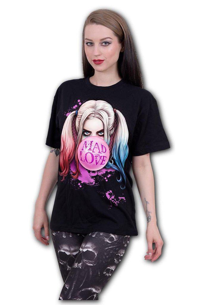 Harley Quinn - Mad Love - Front Print T-Shirt Black - Dark Fashion Clothing