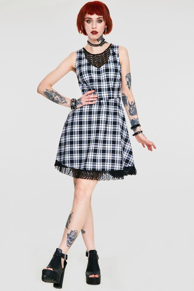 It's a Picnic Lace Trim Skater Dress by Jawbreaker - Dark Fashion Clothing