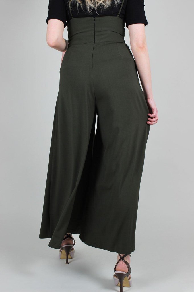 Kourt Olive High-Waisted Trousers With Suspenders by Voodoo Vixen 