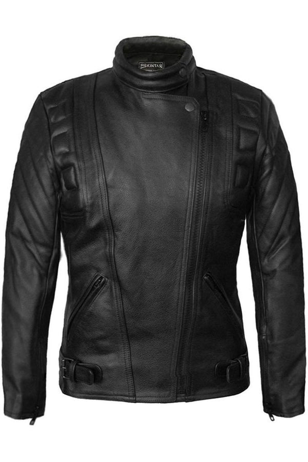 Skintan Leather Ladies Limo Biker Jacket - Dark Fashion Clothing