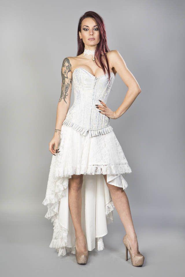 A Steampunk/Victorian Burlesque Ophelie Cream Taffeta and Lace Corset Dress