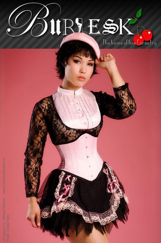 Sexy Waspie Waist Cincher Corset In PVC - Burleska - Dark Fashion Clothing