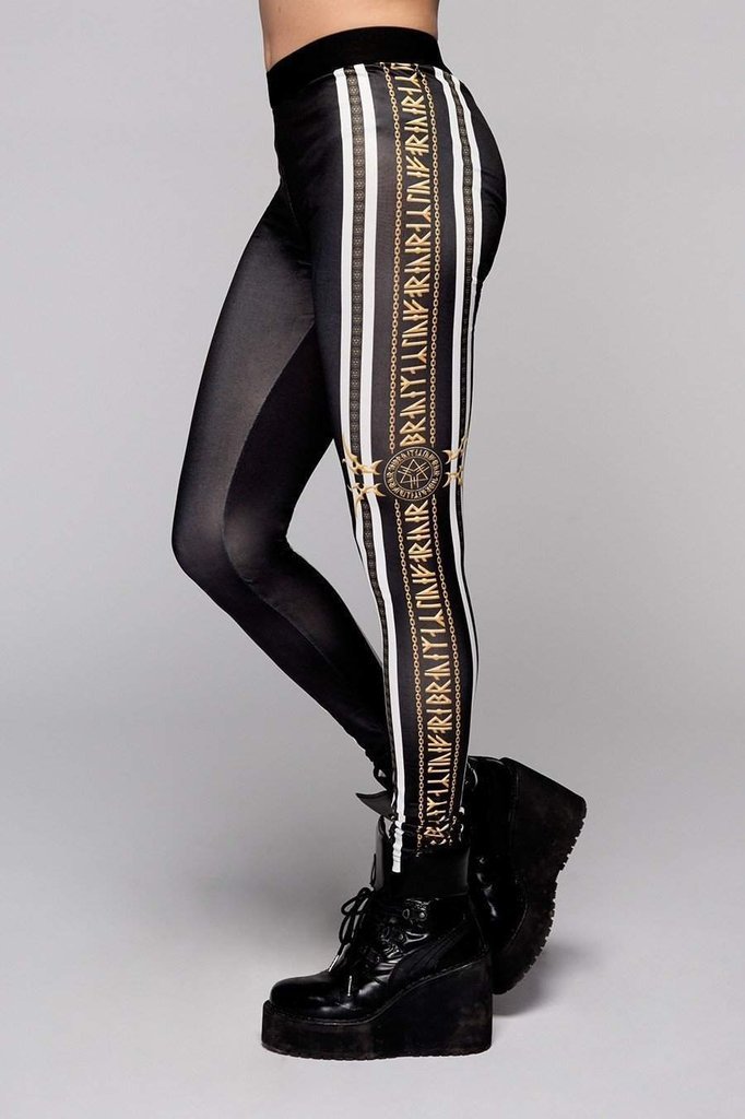 Gold Rune Leggings by Long Clothing - Dark Fashion Clothing