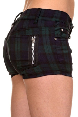 Tartan Shorts-Banned-Dark Fashion Clothing
