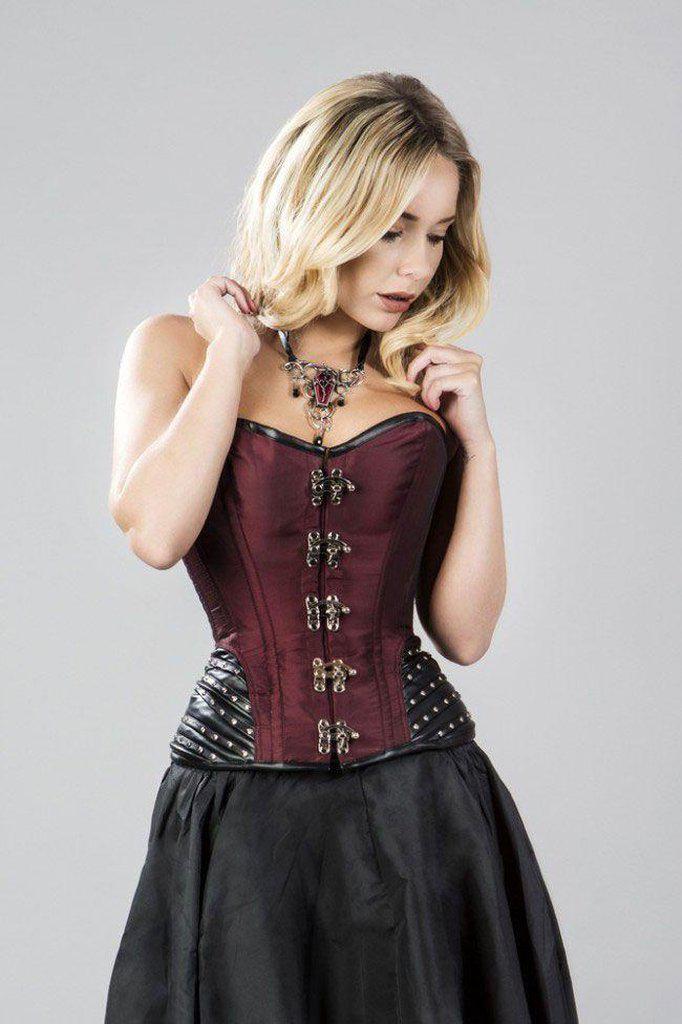 Warrior Overbust Steampunk Corset In Brown Brocade & Brown Matte Hip Panels  - Burleska - Dark Fashion Clothing