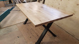 Oak kitchen or dining table, metal legs and solid oak rustic top.