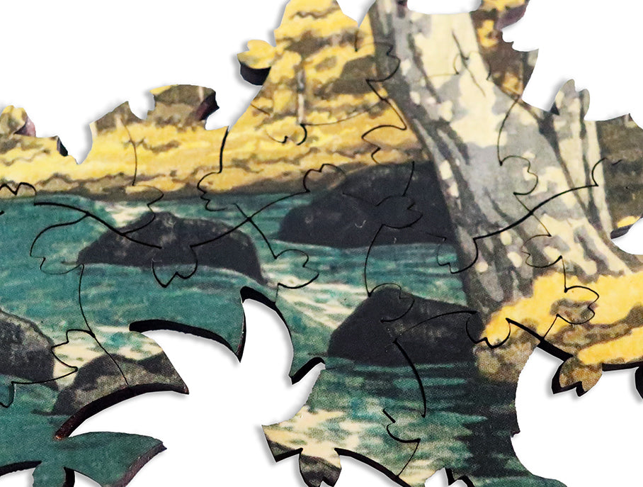 Ecru Puzzles - Hokusai Wave Wooden Jigsaw Puzzle – Artifact Puzzles