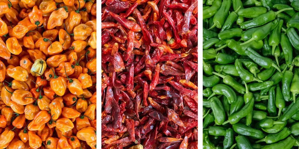Different varietals of peppers