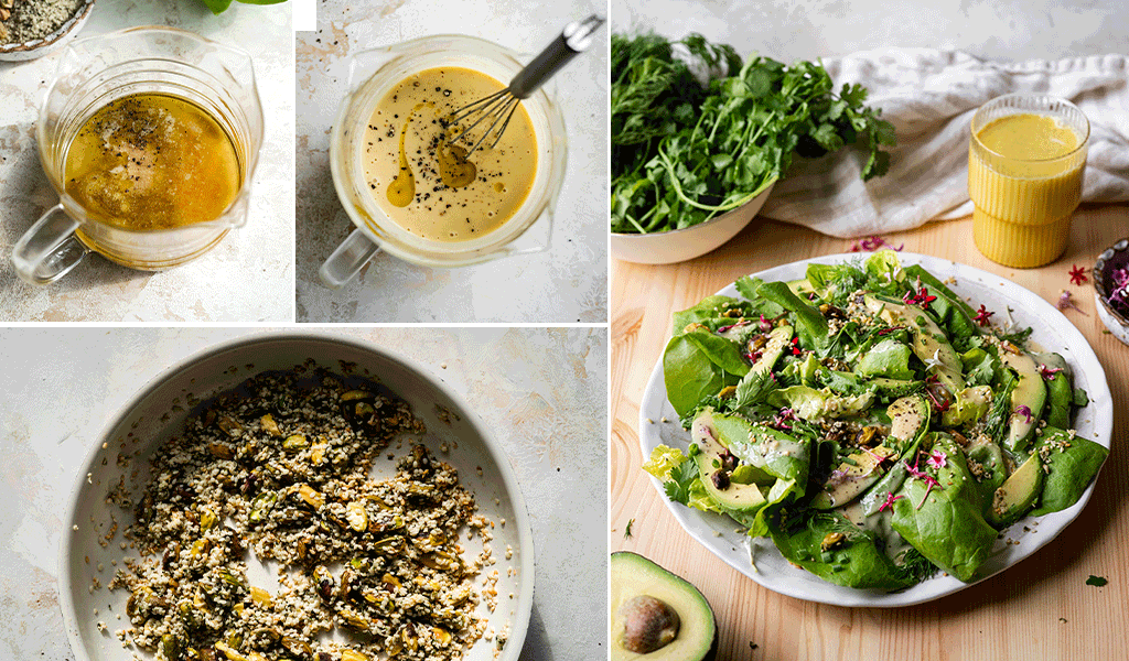 Process of making the herbed butter lettuce salad