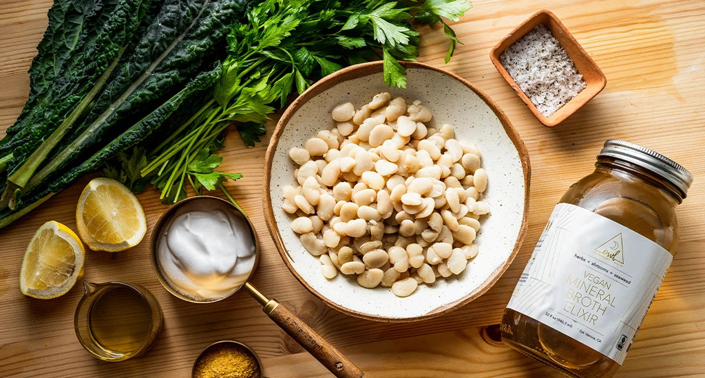 Ingredients for kale butter beans