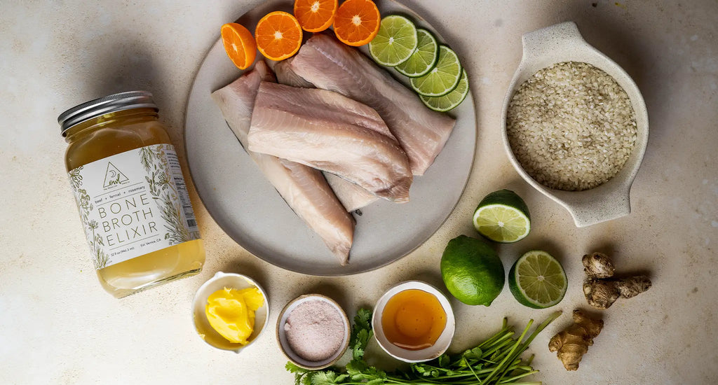 Ingredients for Pink Sea Salt Cod - OWL Beef Bone Broth Elixir