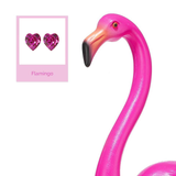 Boucles d’oreilles coeur rose, Flamingo, Cristaux de Swarovski, fabriquées à montréal 4884-502