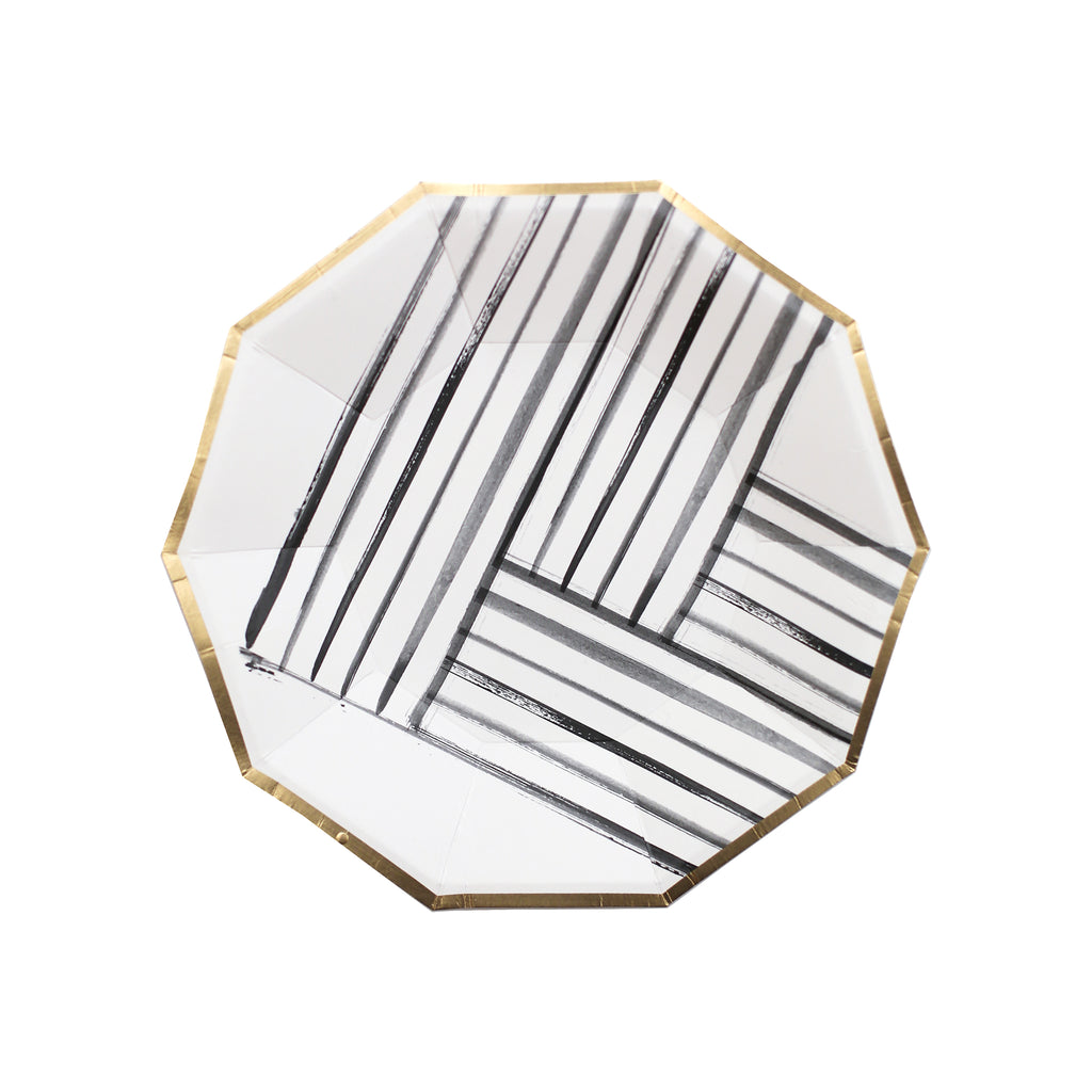 white and gold paper plates