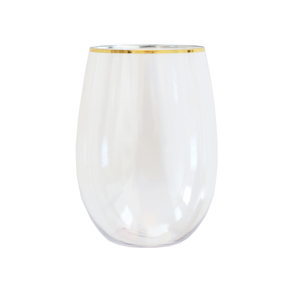 plastic gold rimmed wine glasses