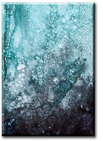 Image of a turquoise and black abstract painting