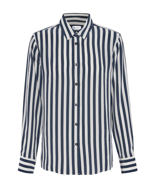 Striped Silk Shirts Navy and White | The Sailors Buy Online from The Fable