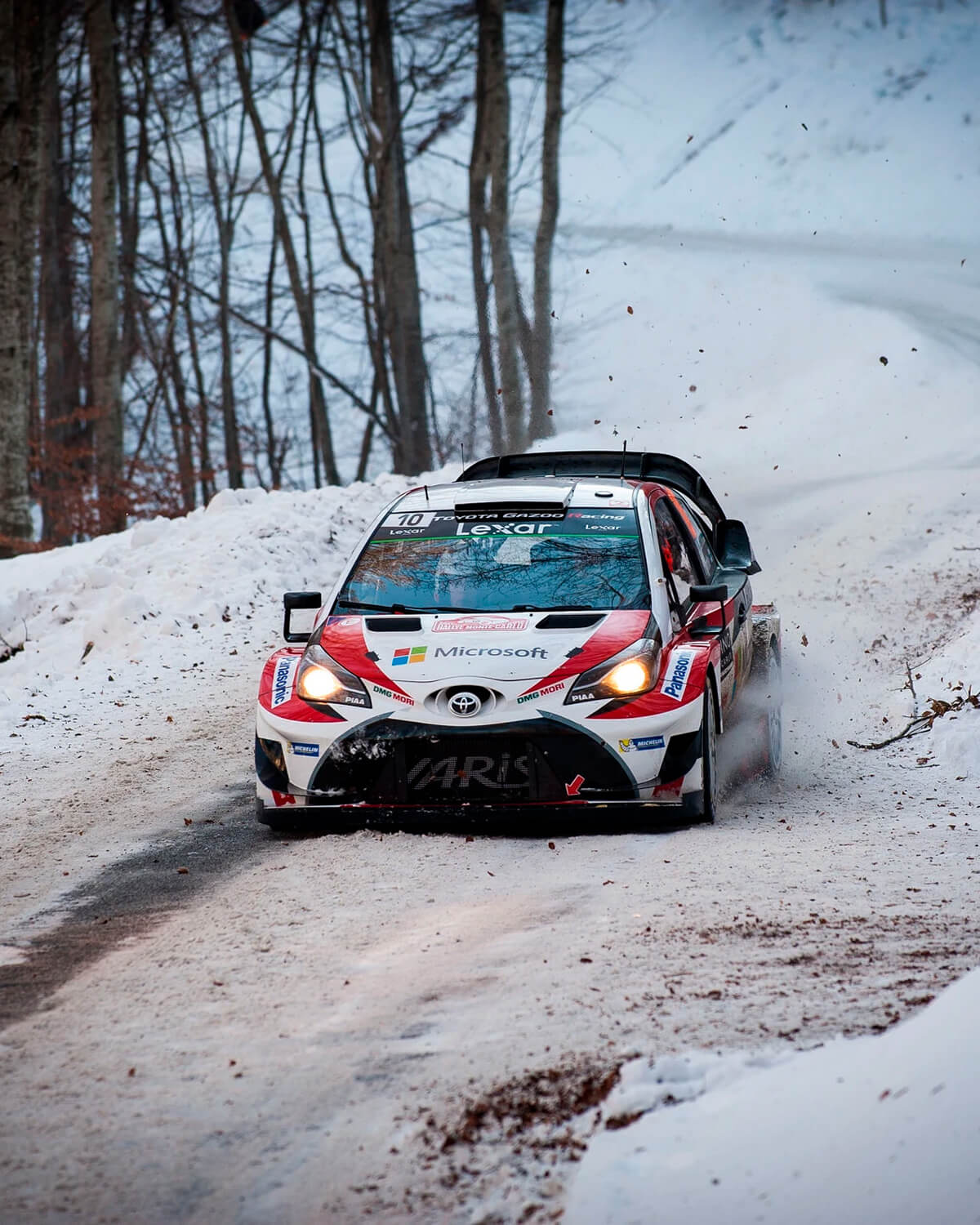 toyota on snowy road at rallye monte-carlo