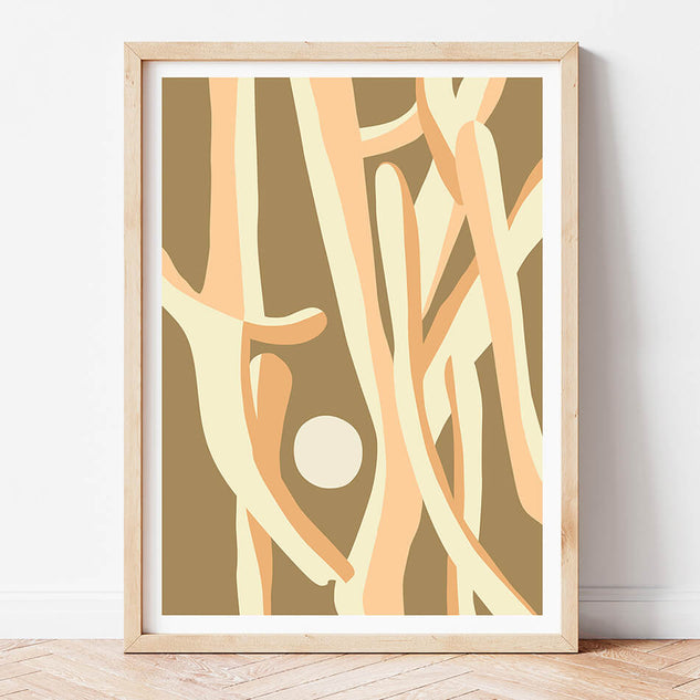 cream toned organic coloured plant print