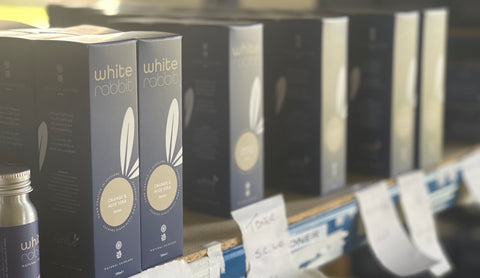 white rabbit skincare product line up