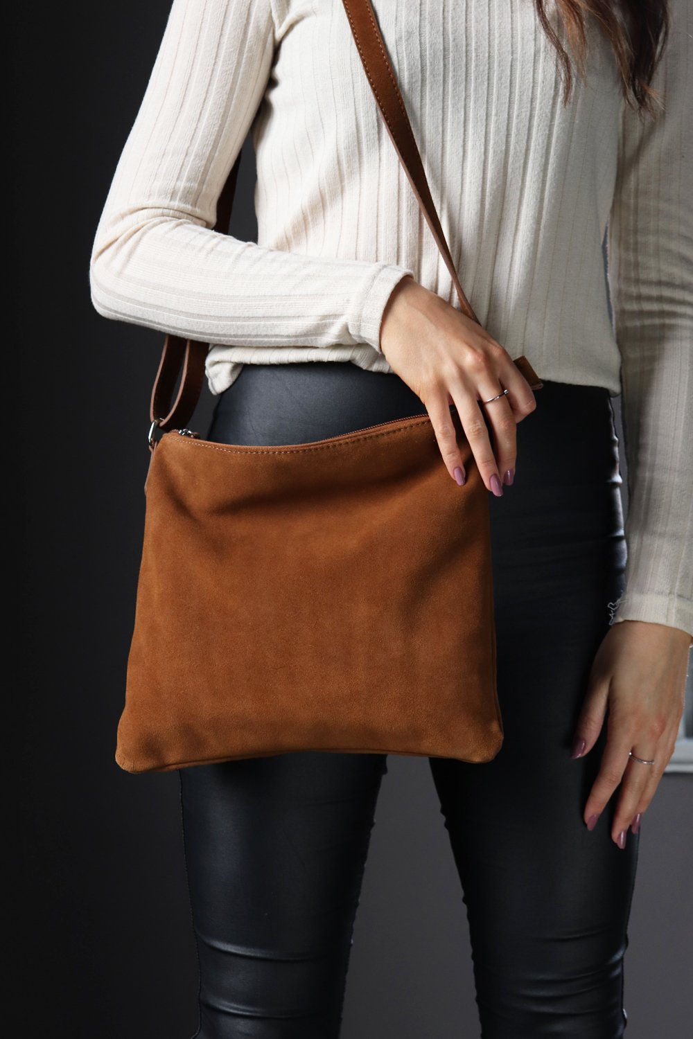 large tan crossbody bag