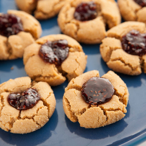 VIDEO RECIPE: Peanut Butter & Raspberry Jam Thumbprint Cookies