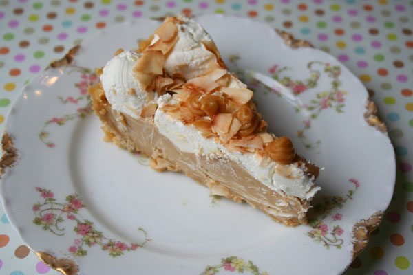 Triple Peanut Butter Coconut Cream Pie