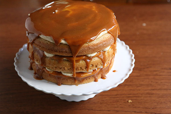 Peanut Butter Caramel and Banana Layer Cake