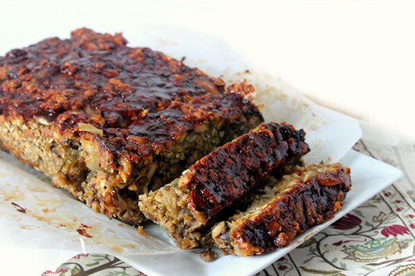 Peanut Butter Vegetarian Meatloaf with Barbecue Glaze