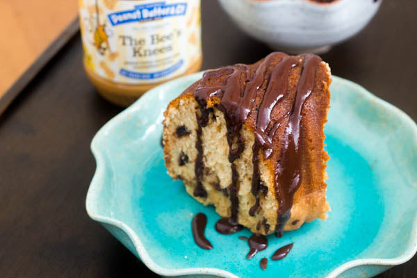 Peanut Butter Chocolate Chip Bundt Cake with Chocolate Glaze