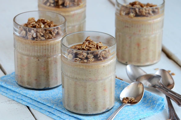 Peanut Butter & Oat Carrot Cake Breakfast Pudding with Candied Oats