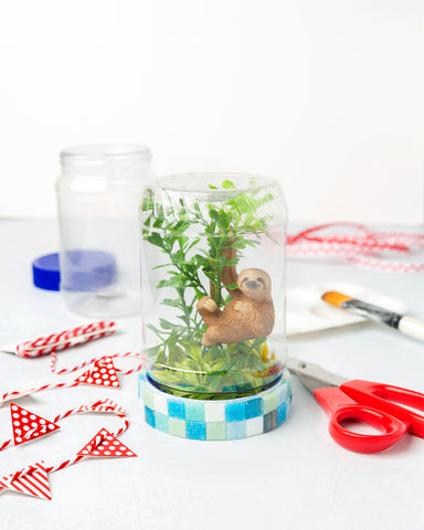 Empty Peanut Butter Jar Miniature Sloth Terrarium 