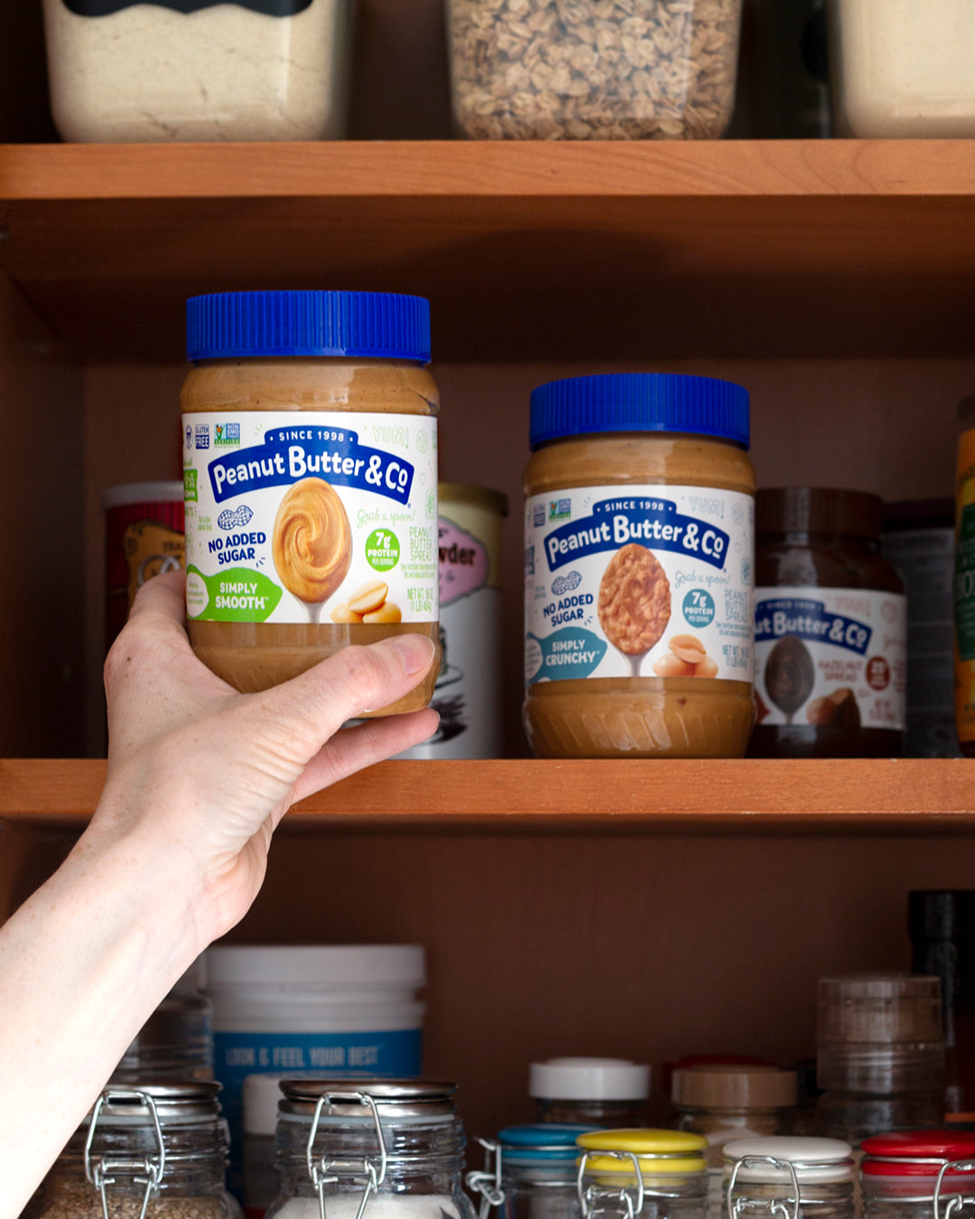Peanut Butter & Co. on a shelf 