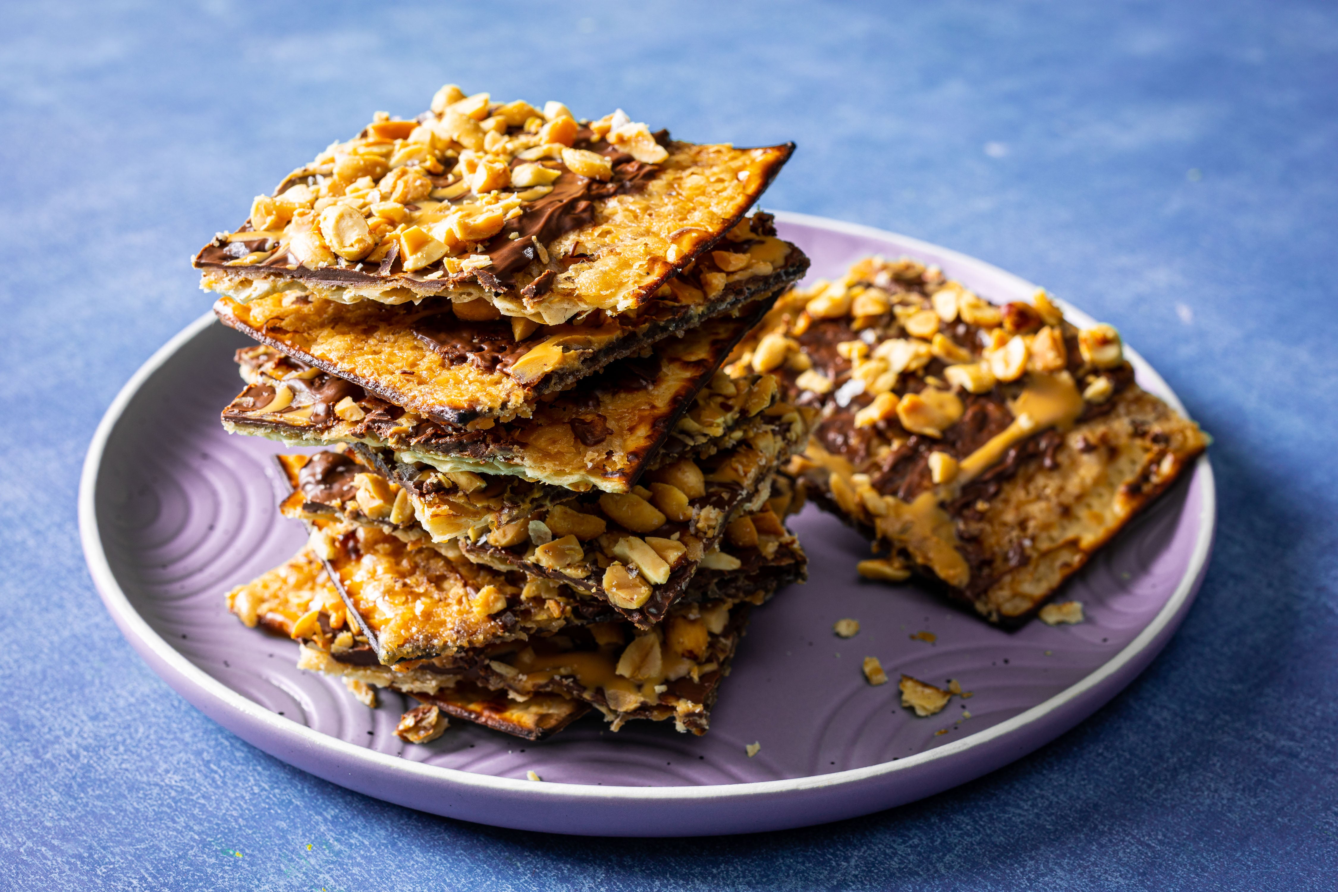 Chocolate Peanut Butter Matzo Toffee